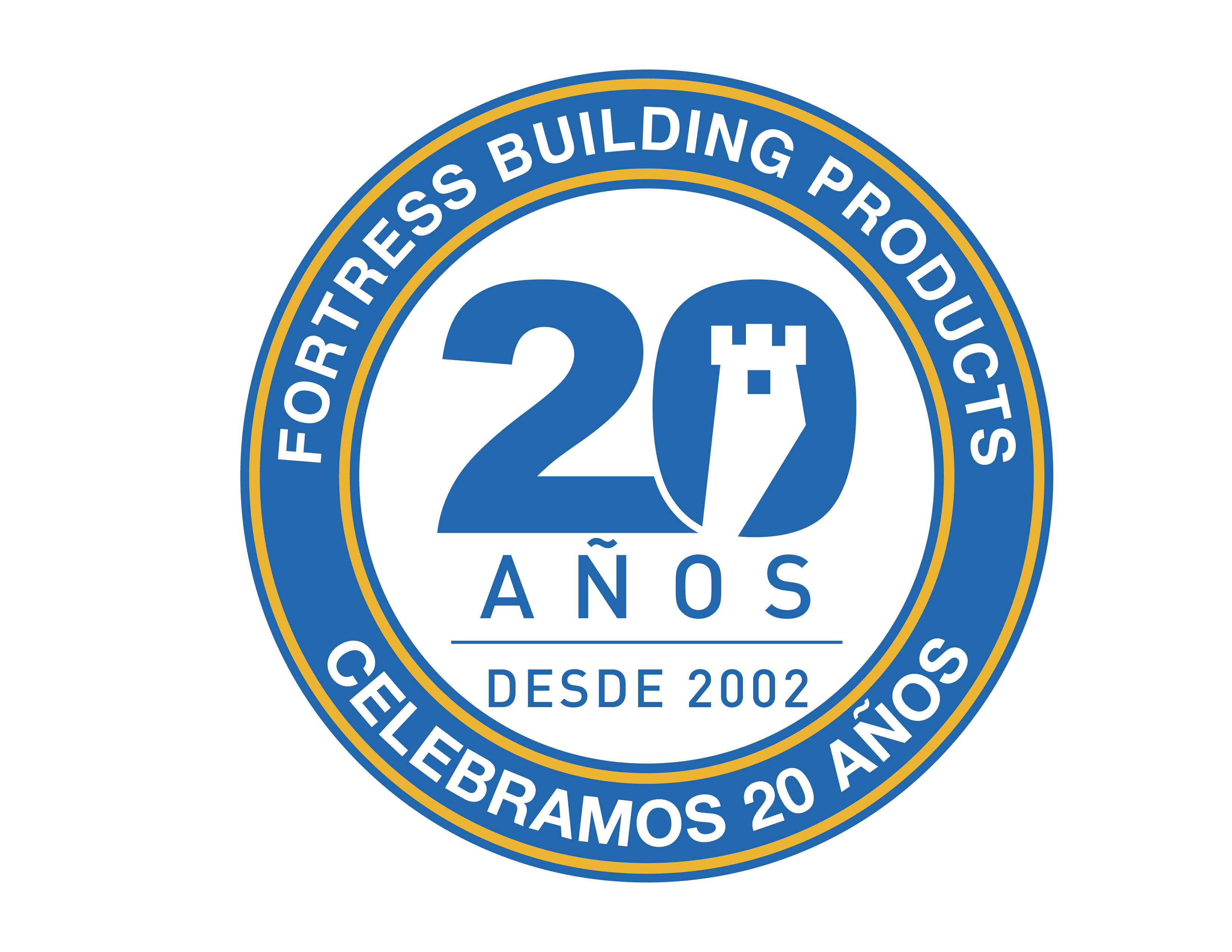 Sello de aniversario de 20 años de Fortress Building Products.
